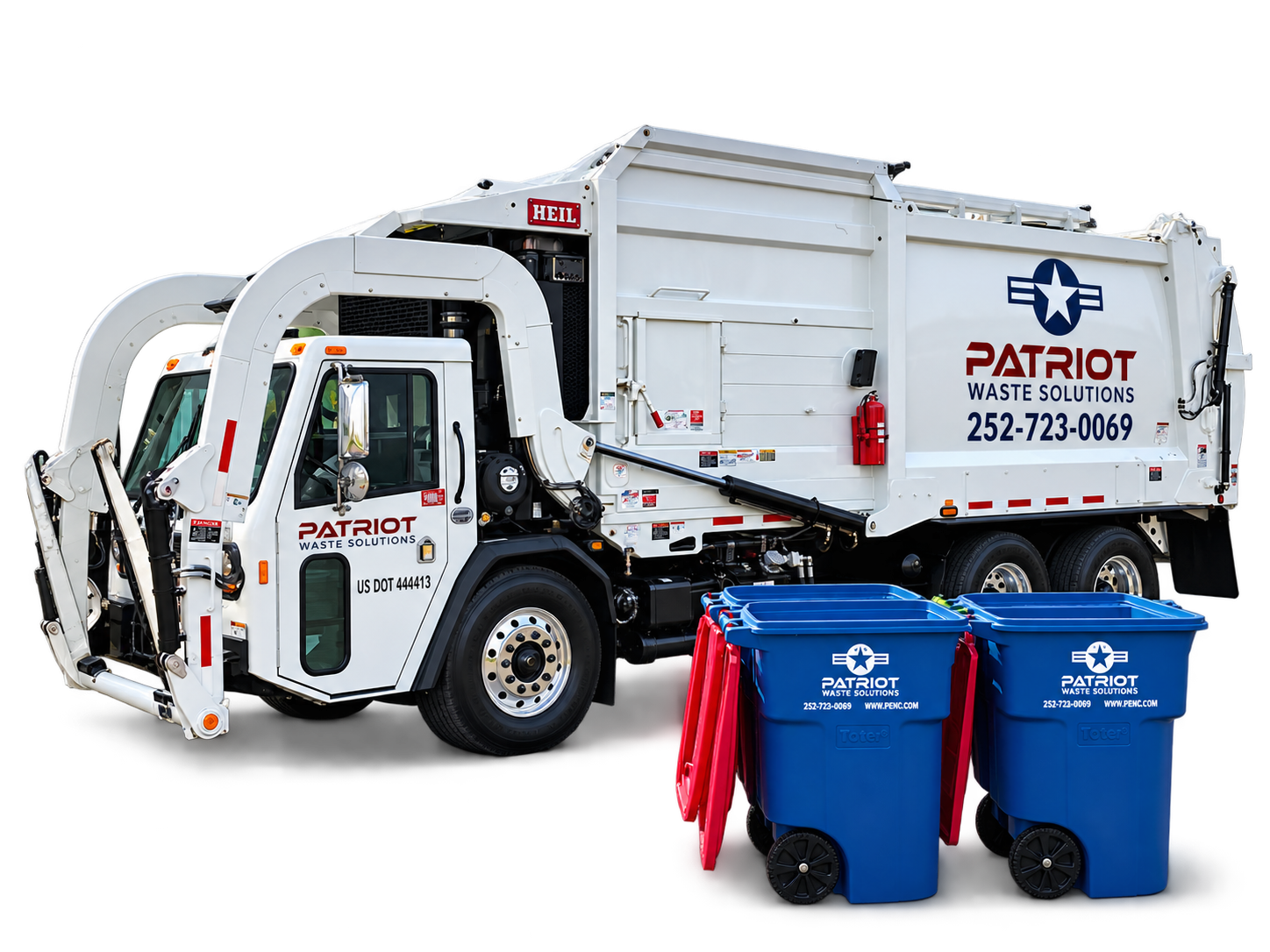 Patriot Waste Solutions collection truck and carts